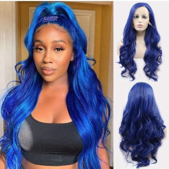 Dark Blue Wavy Lace Front Wigs